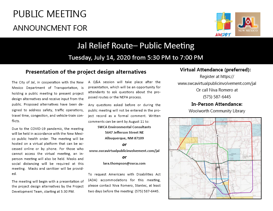 Jal Relief Route - Public Meeting - 7-14-2020